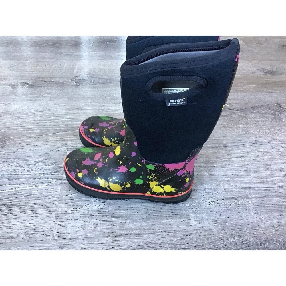 BOGS Youth Size 5 Classic Paint Splat Pull On Winter Snow Boots Kids Boot